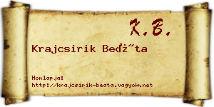 Krajcsirik Beáta névjegykártya